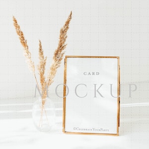 Table Number Mockup, Poster Mockup, Gold Frame Mockup, 5x7 Sign Mockup Boho, Stationery Mockup, Vertical Sign Mockup, Picture Frame Mockup