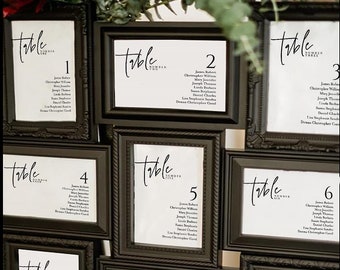 5x7 Wedding Seating Chart Template Calligraphy, table Seating Chart landscape, Seating landscape, table Seating Chart vertical