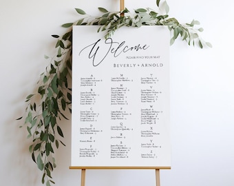 Alphabetical Seating Chart Template, Elegant Seating Plan, Alphabetized Seating Chart Sign, Minimalist Seating Chart, Template Seating Chart