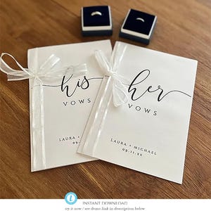 Plantilla de votos matrimoniales para él y para ella, portada de votos matrimoniales, señor y señora, folleto de votos personalizado, votos matrimoniales personalizados, Amelia