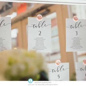 Modèle de plan de table de mariage 5 x 7 Plan de table élégant, modifiable, plan de table imprimable, Amelia