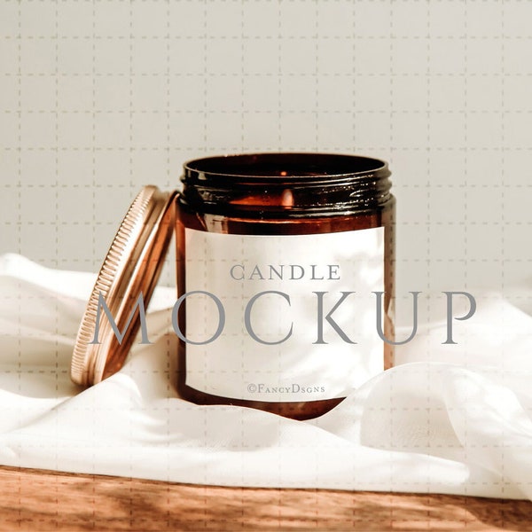 Candle Label Mockup, Label Mockup, Candle Mockup, Jar Candle Mockup, 3x2" Candle Label Mockup, Amber Jar Candle Mockup