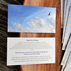 Teach Us To Pray Salvation Prayer Business Cards | 25 Pack | Christian Gospel Tracts, Ministry Tools, Bible Verse Cards, Evangelism Outreach