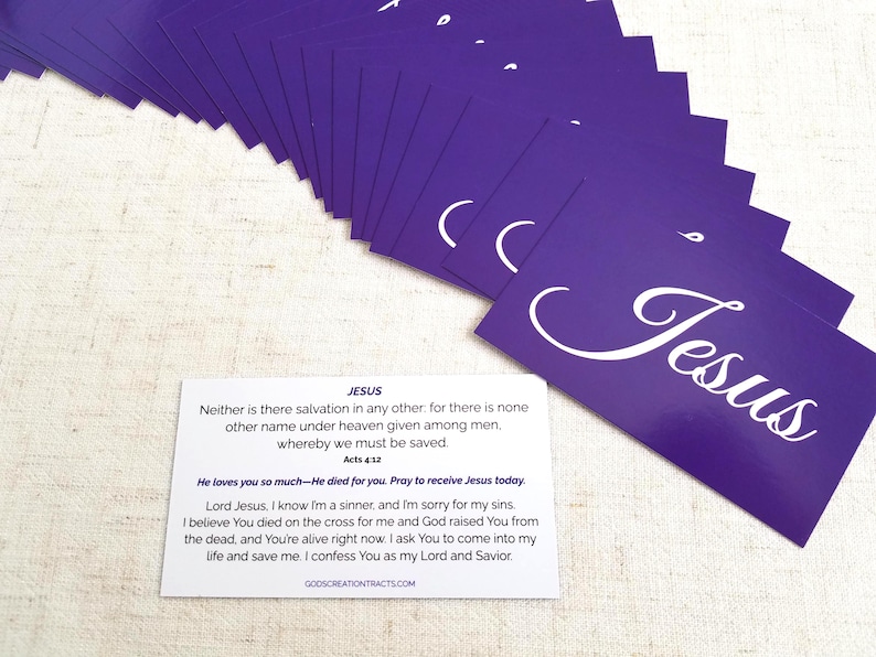 Jesus Gospel Tracts Acts 4:12 • 25 Pack Pocket-Size Salvation Prayer Cards • Christian Evangelism Cards for Church Outreach & Youth Ministry Bild 3