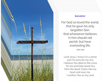 John 3:16 Gospel Tracts (Salvation Prayer Cards) | 25 Pack Pocket Scripture Cards | Christian Evangelism, Mission Trips, Church Outreach
