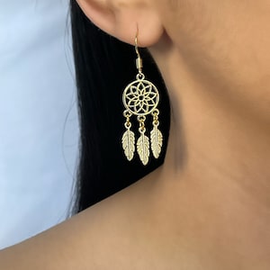 Gold or Silver Dreamcatcher Dangle Earrings