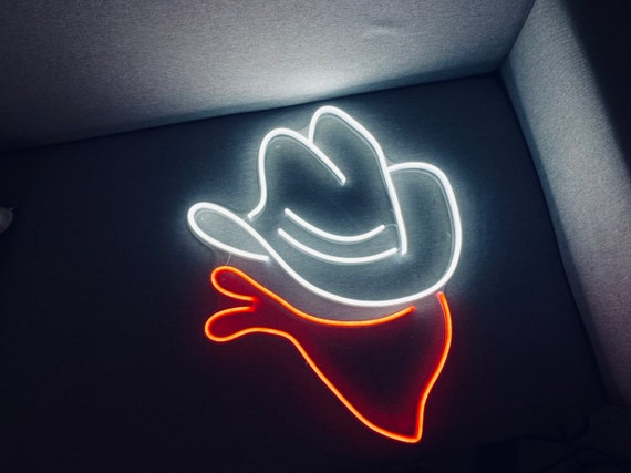 Cowboy Hat Neon Sign Custom Neon Sign Neon Sign Bedroom LED - Etsy