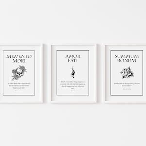 Stoicism Prints Set of 3 | Marcus Aurelius Quote | Stoic Art | Memento Mori | Philosophy Poster | Inspirational | Motivational | Meditations