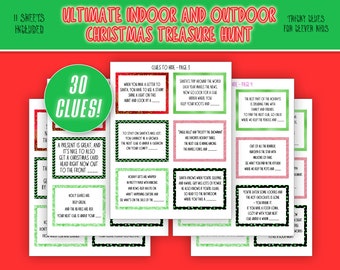 Christmas Scavenger Hunt Game | Indoor Outdoor Scavenger Hunt | Christmas Printables | Christmas Gift Tags | Kids Christmas Activity