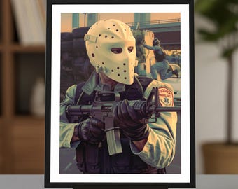 Heat Movie Poster, Robert De Niro, Hockey Mask, Michael Mann,  12x16in