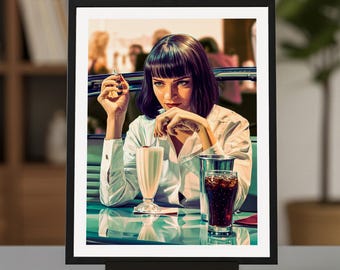 Mia Wallace, Pulp Fiction Movie Poster, Uma Thurman, Quentin Tarantino, 12x16in