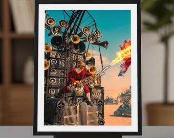 Mad Max Fury Road 'Doof Warrior' Guitar Guy, Movie Poster, 12x16in