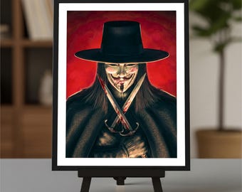 V for Vendetta Movie Poster, Guy Fawkes Mask, 12x16in