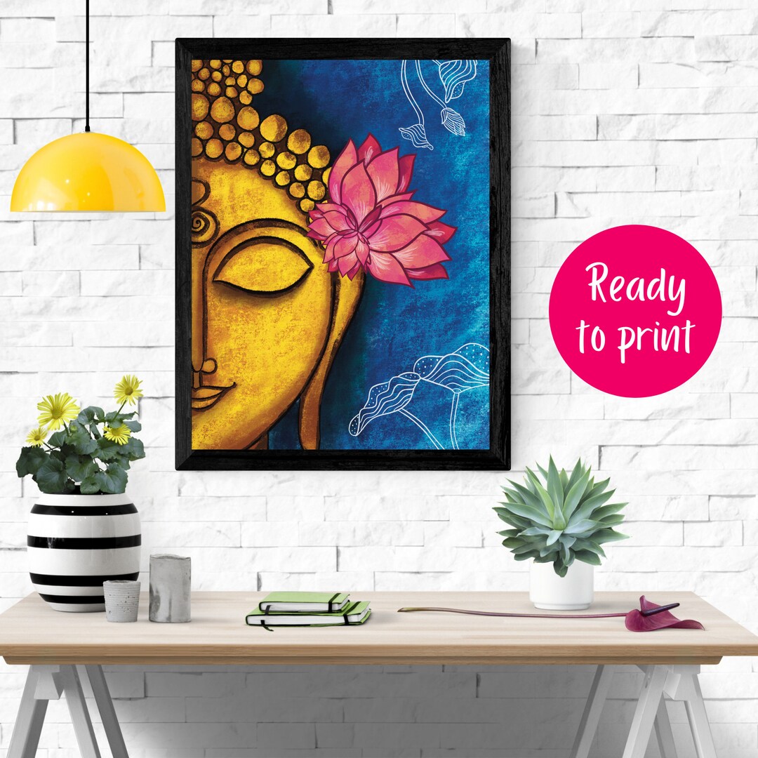 Buddha Lotus Flower Wall Art Print, Home Decor (digital Download) - Etsy