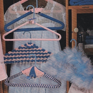 Vintage hanger covers, crochet patterns, knitting patterns and knotting crafts
