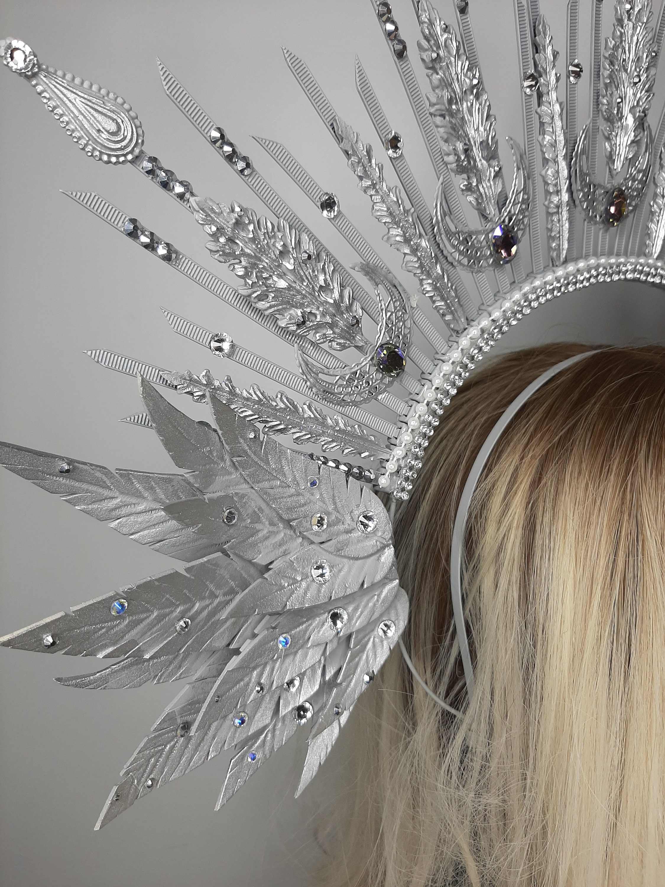 YuanHolumid Silberne Halo-Krone Stirnband – 3-lagig, Aus Metall, Für DIY & Cosplay | Kopfschmuck Für Damen, Parties & Fotoshootings