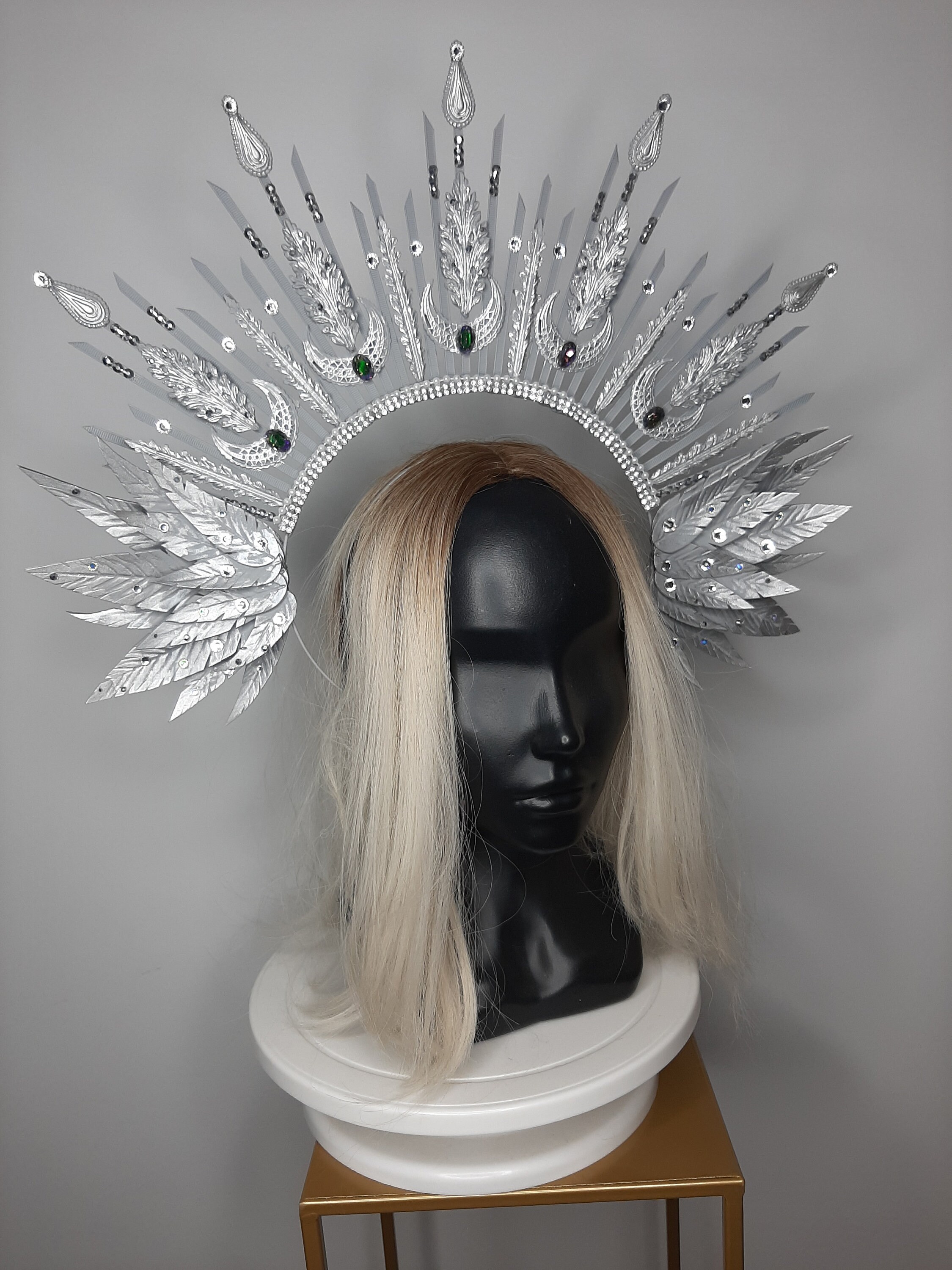 YuanHolumid Silberne Halo-Krone Stirnband – 3-lagig, Aus Metall, Für DIY & Cosplay | Kopfschmuck Für Damen, Parties & Fotoshootings