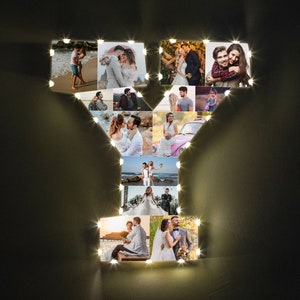 Buchstabe Y Name Fotocollage Lampe für Paare Jahrestag, Buchstabe-Foto-Rahmen für Valentinstag-Geschenk, benutzerdefiniertes spezielles Weihnachtsgeschenk für Liebe