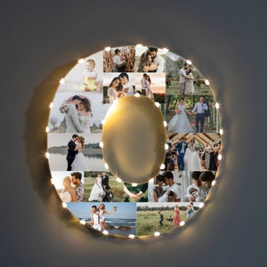 Lámpara de Collage de imagen de nombre de familia personalizado para decoración de pared, regalo de Collage de letras personalizado para Navidad, regalo familiar único para padres