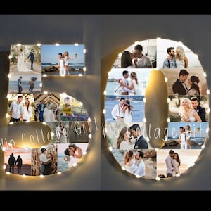 Numéro de photo double autoportant, collage photo, cadeau d'anniversaire, cadeau photo, lettre photo, cadeau personnalisé, décoration murale photo, nombre d'années