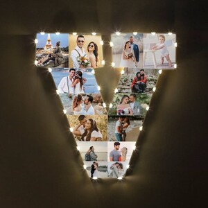 Regalo personalizado de collage de fotos con letra V para el día de San Valentín, marco de fotos con letras para aniversario de pareja, regalo especial de Navidad con letra V para el amor
