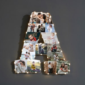 Custom Letter A Photo Collage Gift para parejas, Letter Photo Frame para el regalo del día de San Valentín, Letter A Special Christmas Gift for Love