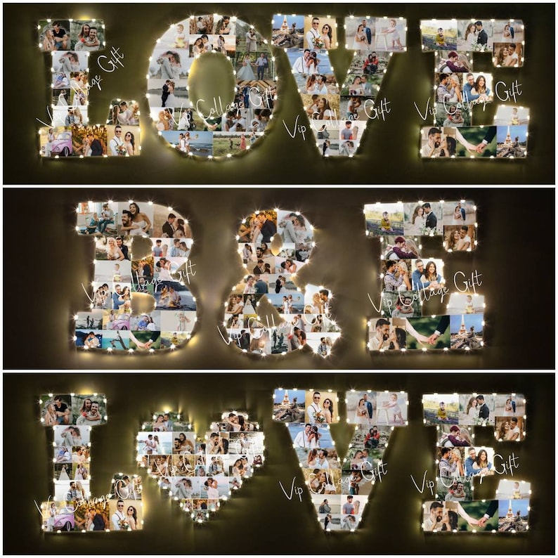 Customized Letter R Picture Collage Gift for Christmas, Letter R Wood ...