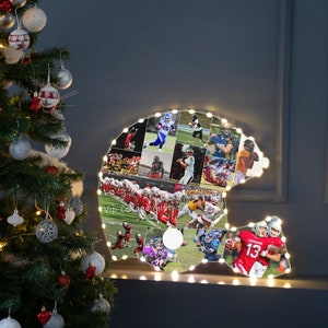 Regalo di calcio, regalo di calcio personalizzato, collage fotografico personalizzato, casco da calcio, regalo giocatore di calcio, regalo sportivo, arredamento sportivo