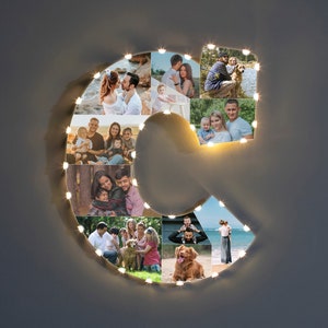 Cadeau personnalisé de collage de photo de lettre C pour des couples, cadre de photo de lettre pour le cadeau de jour de Valentine, cadeau personnalisé de Noël de lettre C pour lui