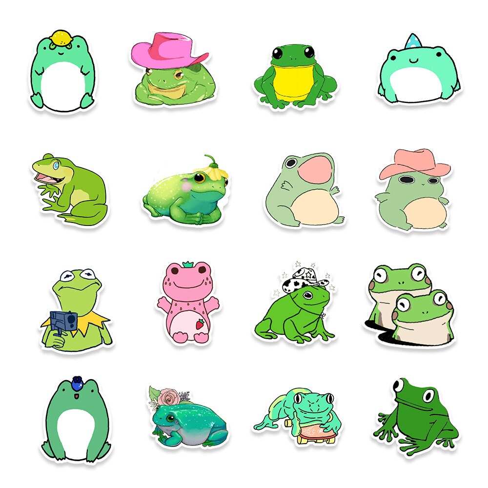 50pcs Cute Frog Party Vinyl Sticker Snowboard Luggage Laptop Phone ...