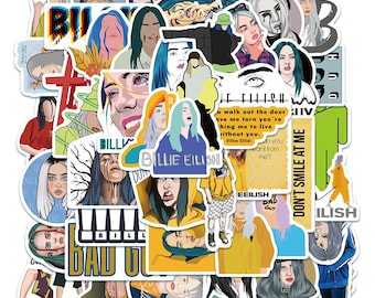 50pcs Pop Singer Billie Eilish  Sticker Snowboard Luggage Laptop Phone
