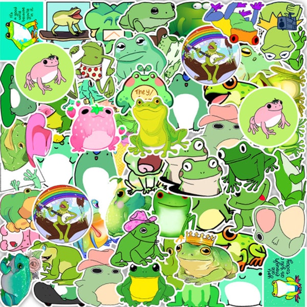 50pcs Cute Frog Party Vinyl Sticker Snowboard Luggage Laptop Phone Skateboard