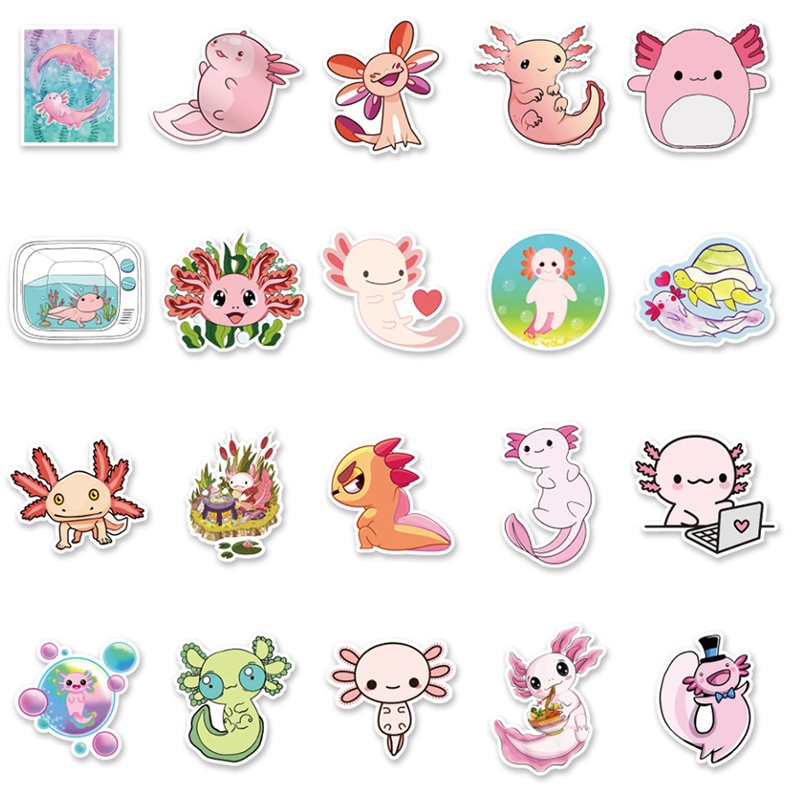 Sticker Axelo 50pcs Axolotl Party Vinyl Sticker Snowboard Luggage Laptop Phone ...