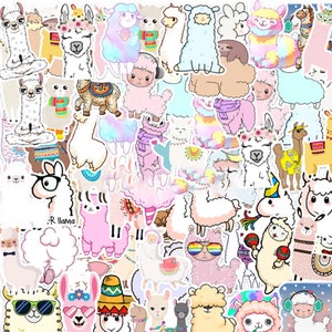 50pcs Cute Alpaca Llama Party Vinyl Sticker Snowboard Luggage Laptop Phone Skateboard