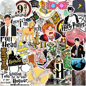 Harry Potter Vinyl Sticker Pack, 50 Piece Set - Decals for Laptops, Water Bottles and More - Great Gift for Kids and Teens, Red