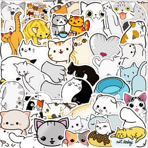 50pcs Cat Emoji Cute Pet Party Vinyl Sticker Snowboard Luggage Laptop Phone Skateboard