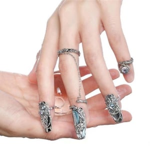 Clear Nail Ring, Fingertip Ring, Nail Art, Open Adjustable Ring, Knuckle Ring, Fake Nails, Nail Guard, Midi Ring