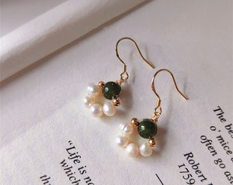 Paw Print Freshwater Pearls Earrings, Funny Earring, S925 Sterling Silver Pin, Gold Pearl Drop Earring, Pearl Drop Earrings Bridal
