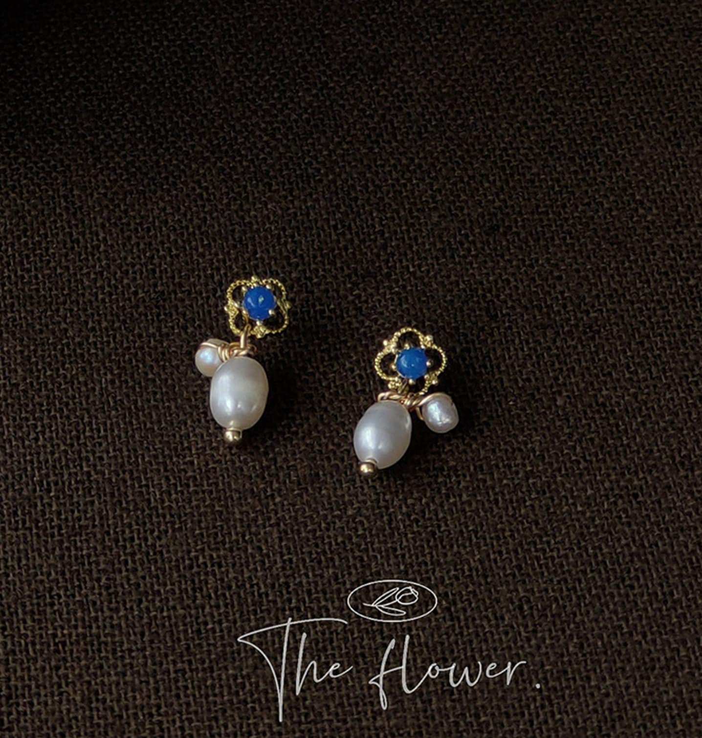 Blue stone deals pearl earrings