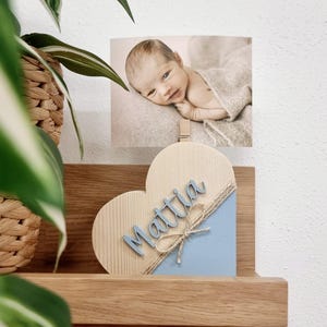 Cuore portafoto in legno dipinto a mano, portafoto, bomboniera battesimo, bomboniera, bomboniera artigianale, foto, idea regalo, nascita