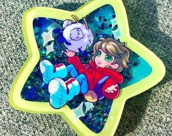 No More Heroes 3 NMH3 Child FU and Damon Quicksand Thick Acrylic Star Charm Keychain Snowglobe Glitter