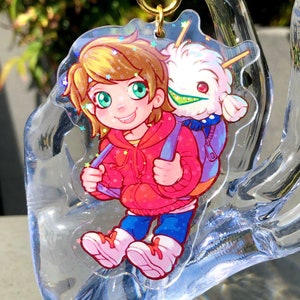 No More Heroes 3 NMH3 Kids FU and Damon Childhood Clear Acrylic Charm Star Holo OR Rainbow Holo with Epoxy Coating (Pick 1 of 2 Finishes)