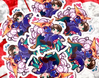 No More Heroes 3 NMH3 Clear Vinyl Sticker UV Resistant Weatherproof Dishwasher-safe "I Love You" Chibi FU and Damon