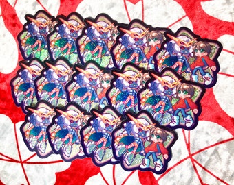 No More Heroes 3 NMH3 Holographic Tiny Glitter Vinyl Star Sticker UV Resistant Weatherproof Dishwasher-safe Child FU and Damon