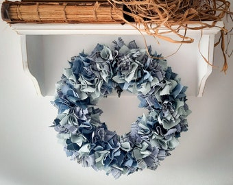 Decorative wreath made of fabric, handmade wreath, door wreath, interior decorations, wall decoration, shabby chic wreath, vintage wreath