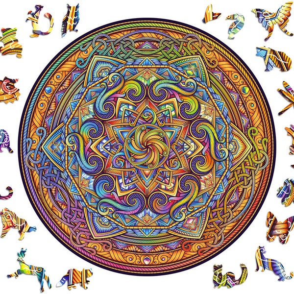 Holzpuzzle Mandala perfekte Harmonie Adawoo