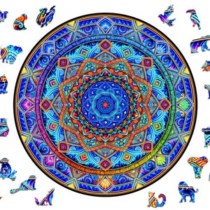 Puzzle de Madera Jigsaw Premium Mandala Calma inquebrantable de Adawoo - L: 28 x 28 cm Regalo Perfecto Colores Increíbles Difícil