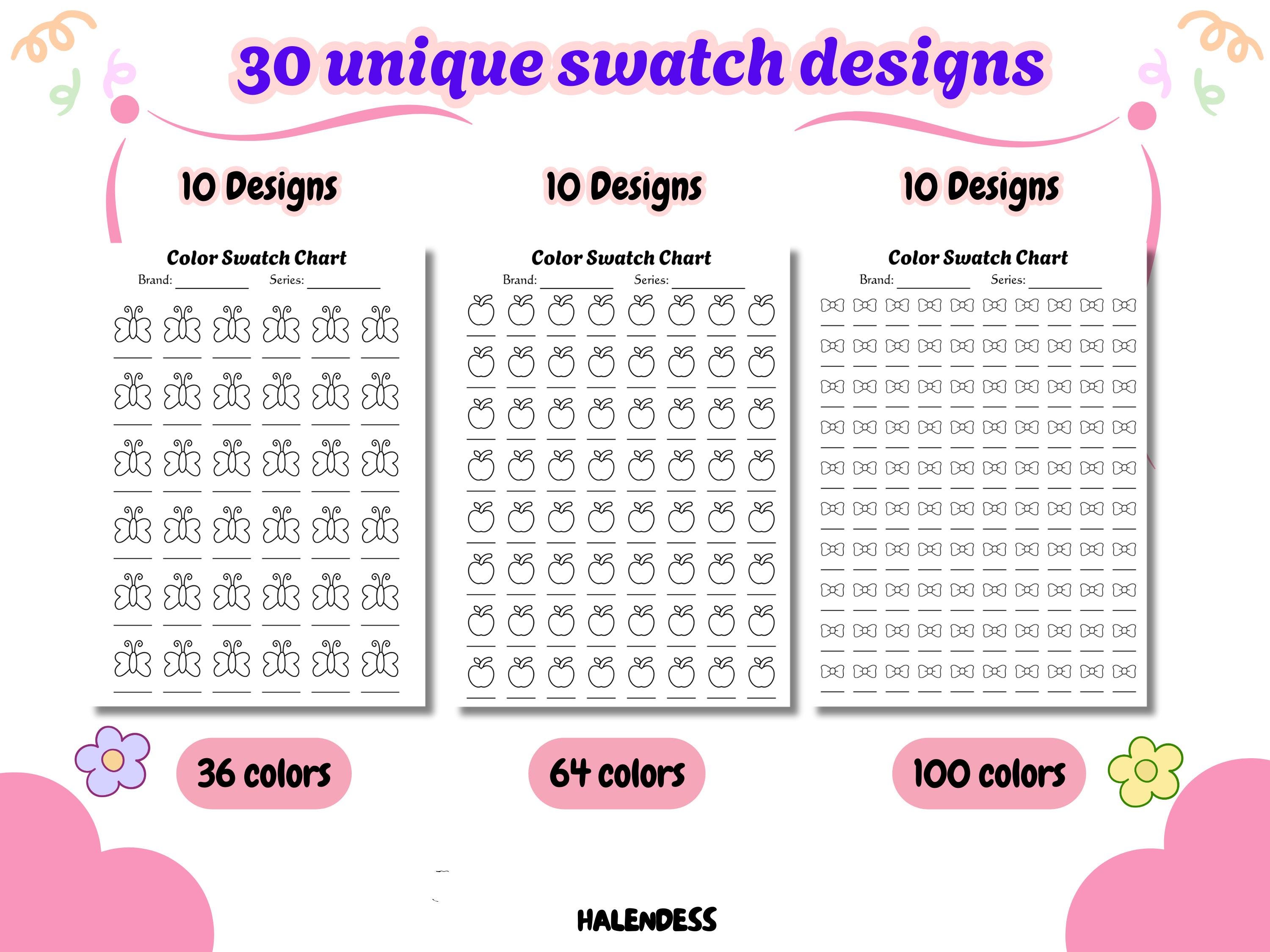 30 Color Swatch Chart Printables – Color Palette Organizer for Alcohol ...