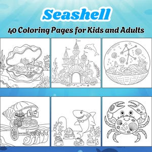 Seashell Coloring Pages for Kids and Adults | Simple, Bold and Easy, Underwater Ocean Fun, Explore magical seashell worlds with sea animals