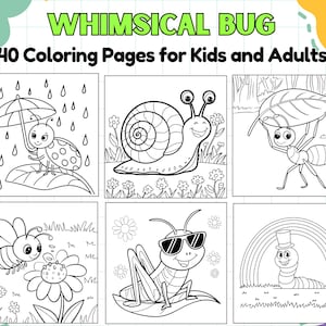 Whimsical Bug Coloring Pages for Kids and Adults – Printable Creepy-Crawly Fun, Charming Insect-Themed Bug Activities, Instant Download PDF